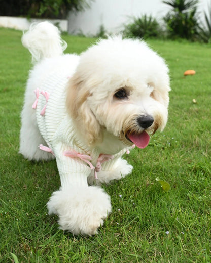 Pink Bow-3D Motif Pet Sweater